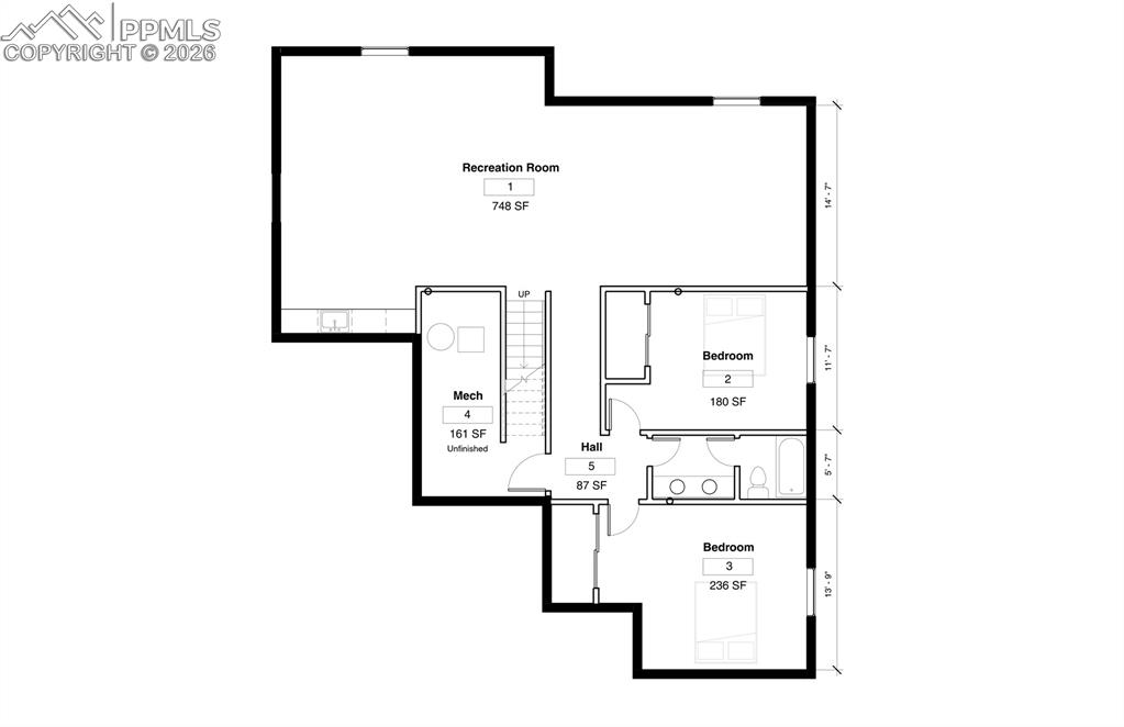 Unfinished Basement Plan with future potential build out