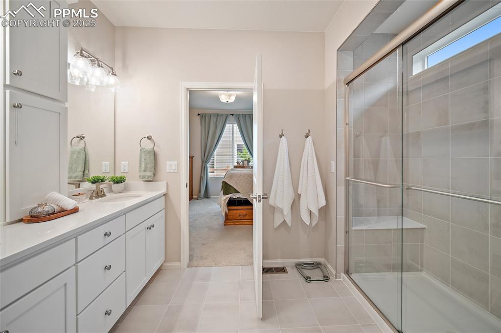Large Shower with seat.