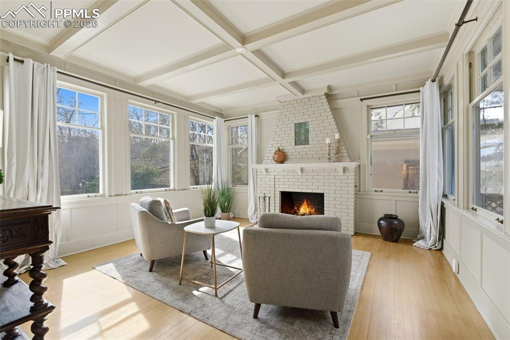 Family Room with Fireplace featuring Van Briggle Accent Tile