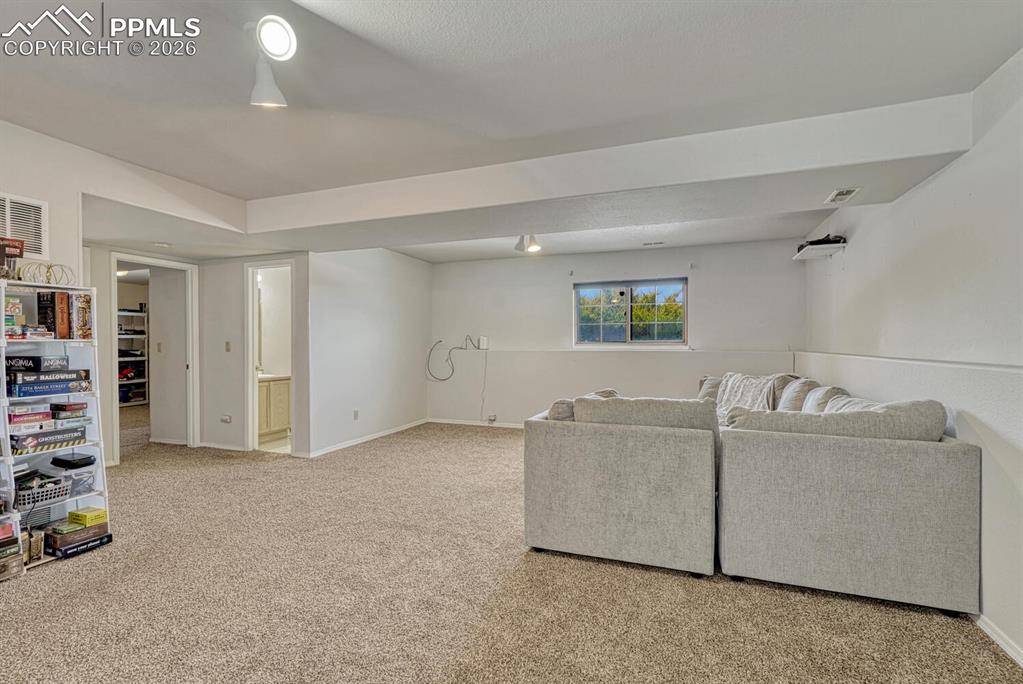 Large family room space and good light in lower level.