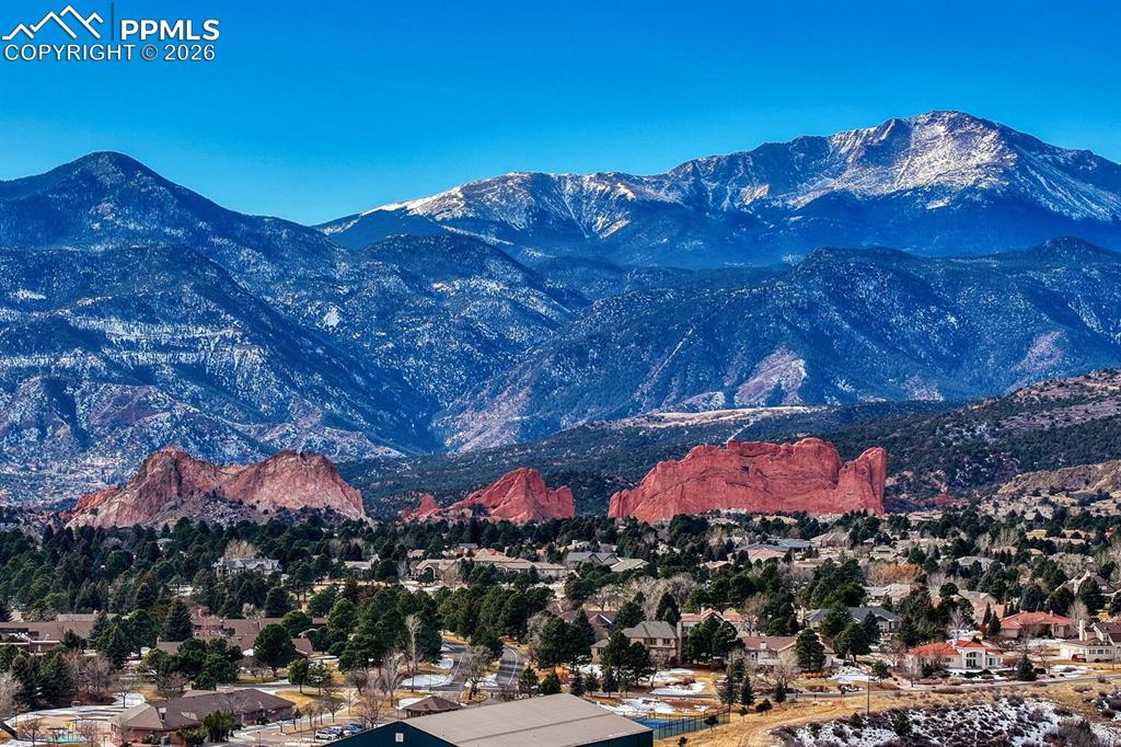 Aerial view of Garden of the Gods close by!