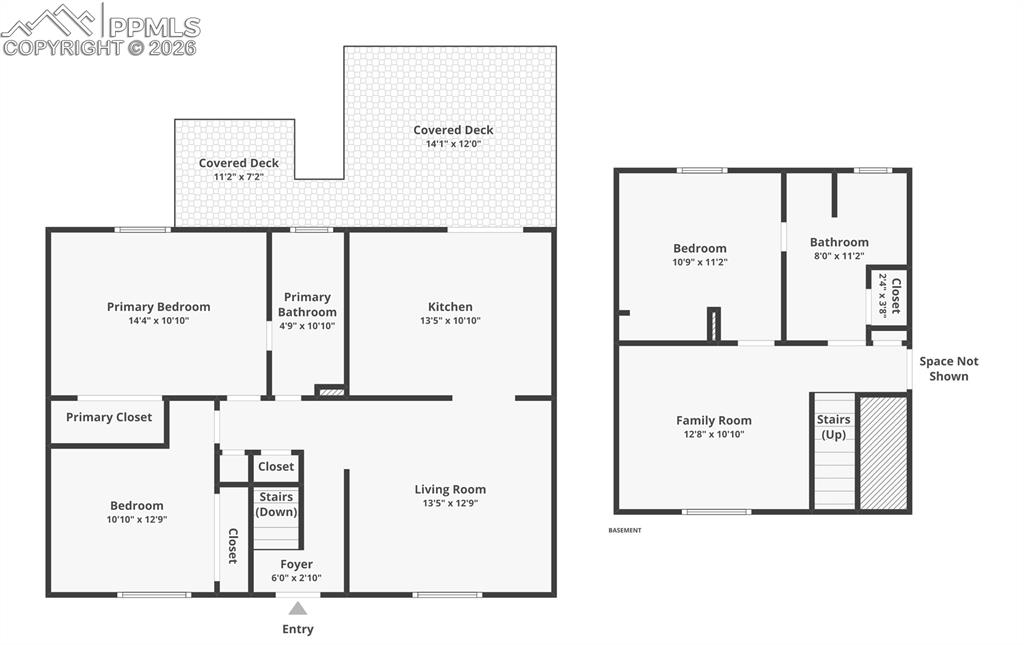 Combined upper and lower level floor plans