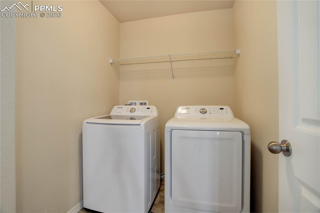 Convenient upper level laundry space
