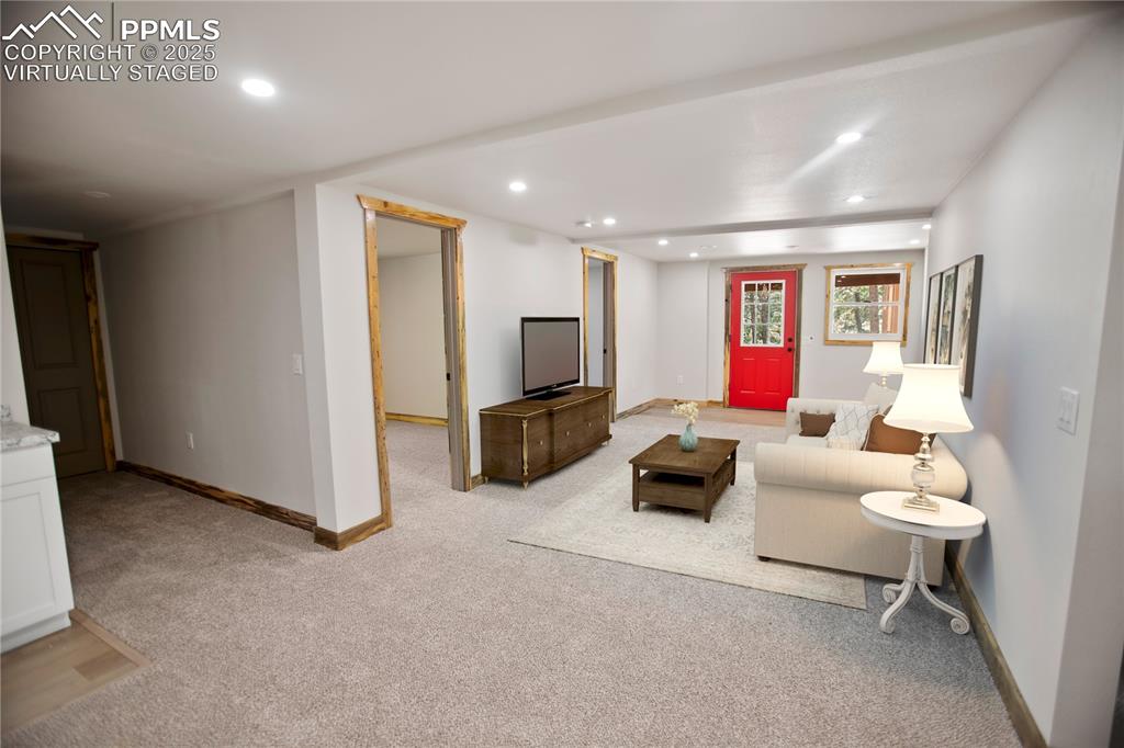 Lower level family room  - Virtually Staged