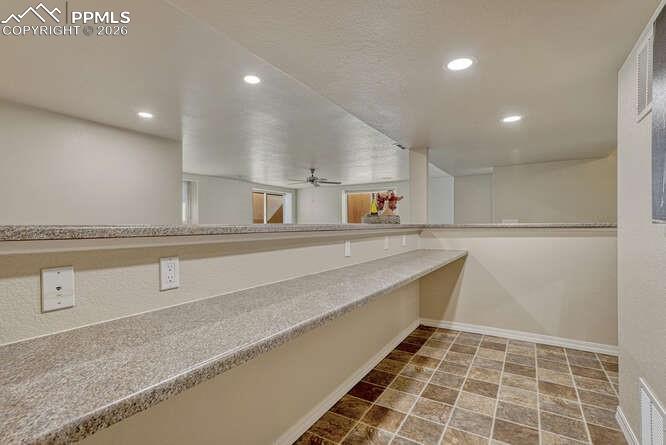 Plenty of counter space in this giant bar area!