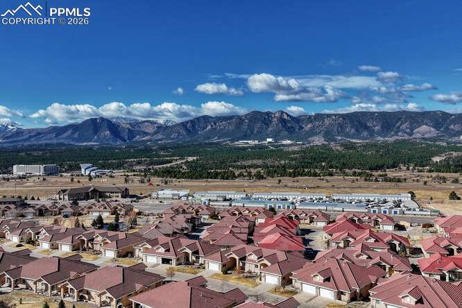 Aerial view of the Paradise Villas Gated Community in close proximity to the Air Force Academy!