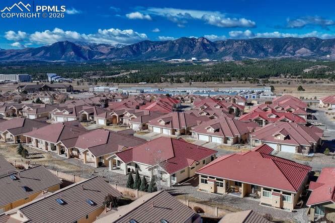 Aerial view of the back of the home