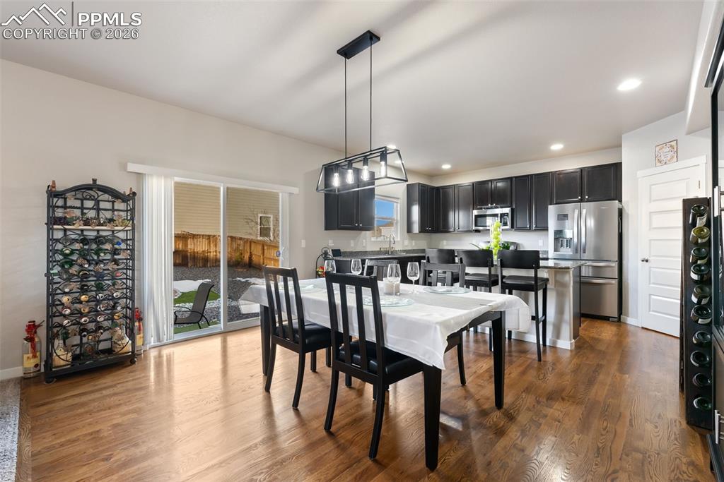 Dining area open to kitchen.