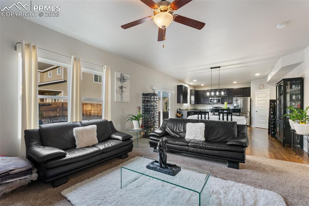 Spacious open-concept living room.