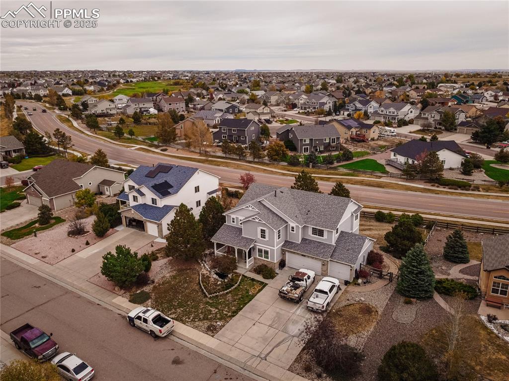 Aerial perspective of suburban area
