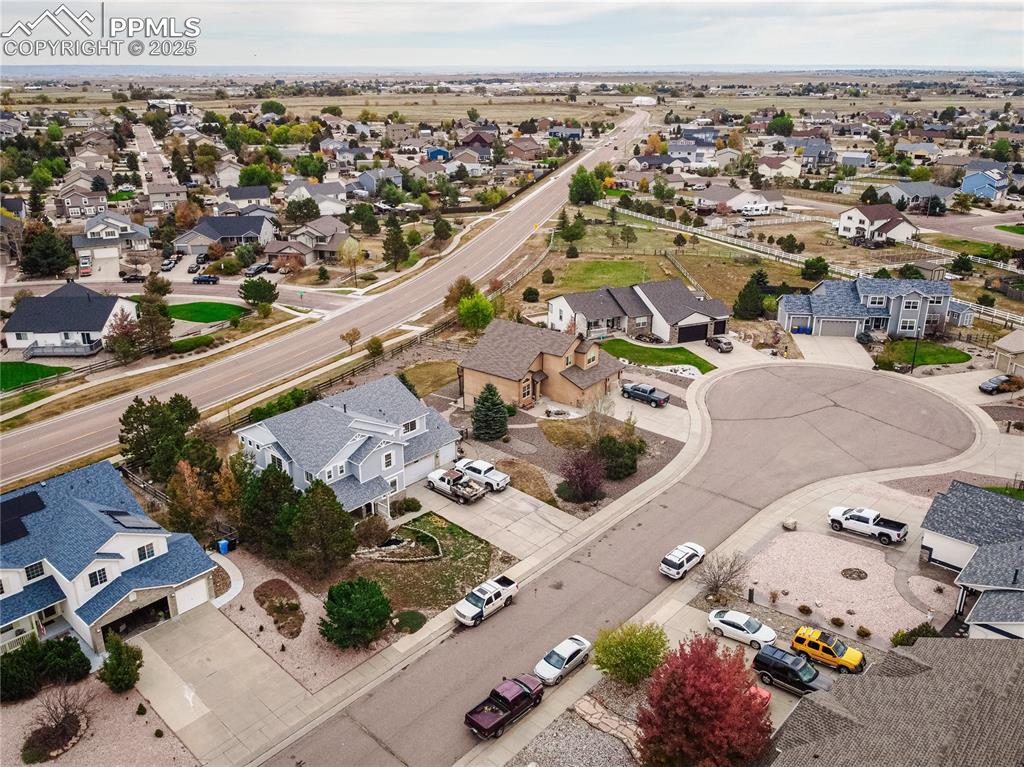 Aerial perspective of suburban area