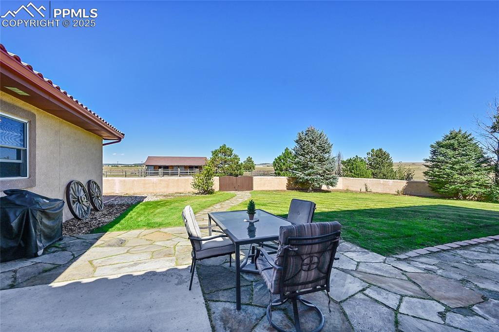 Back Patio- Gate leads to barn