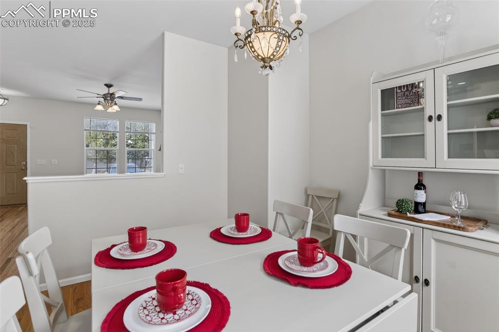 Dining space right off the kitchen with access to the back of the structure.