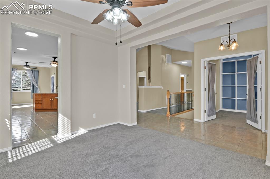 Entry with view of formal dining room
