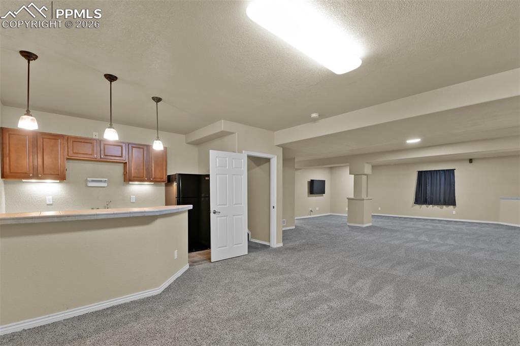 Basement family room with wetbar
