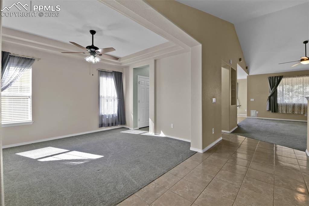 Entry with view of formal dining room
