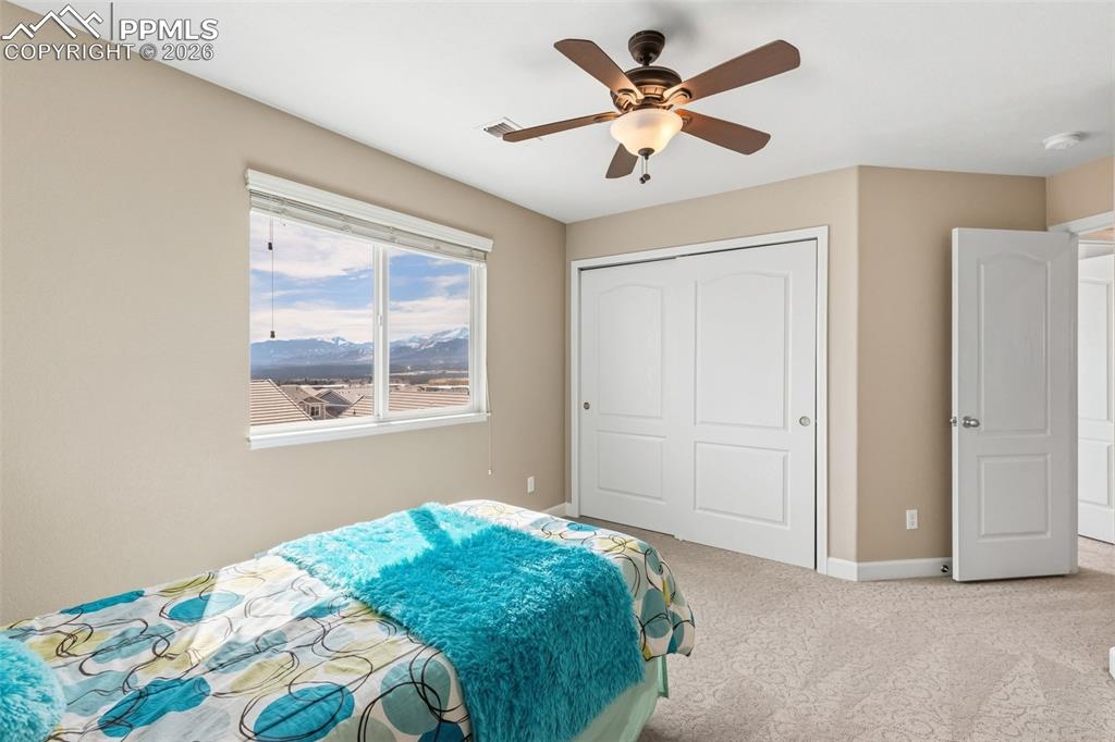 Bedroom with Pikes Peak and Air Force Academy views