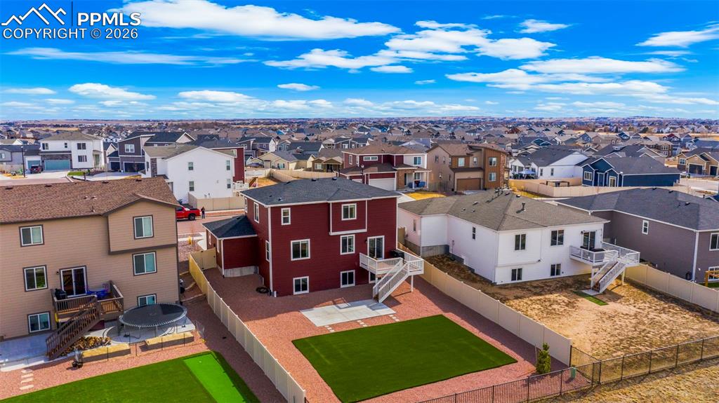 Aerial perspective of suburban area