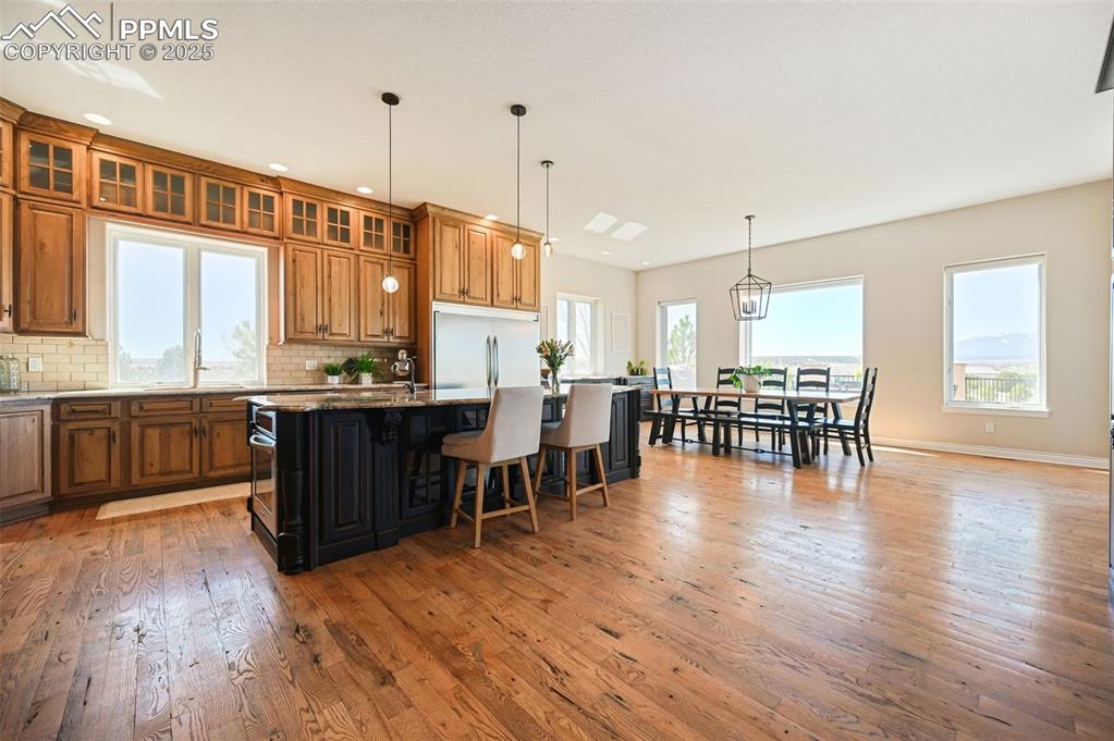 The custom hood, double ovens, subzero fridge, copper sinks and Wolf cooktop are just some of the features of this kitchen.