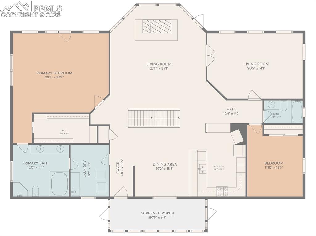 View of floor 2 - property dimensions are approximate