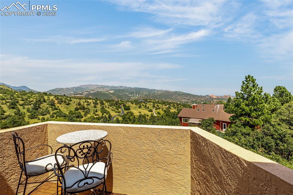 Balcony with a mountain view