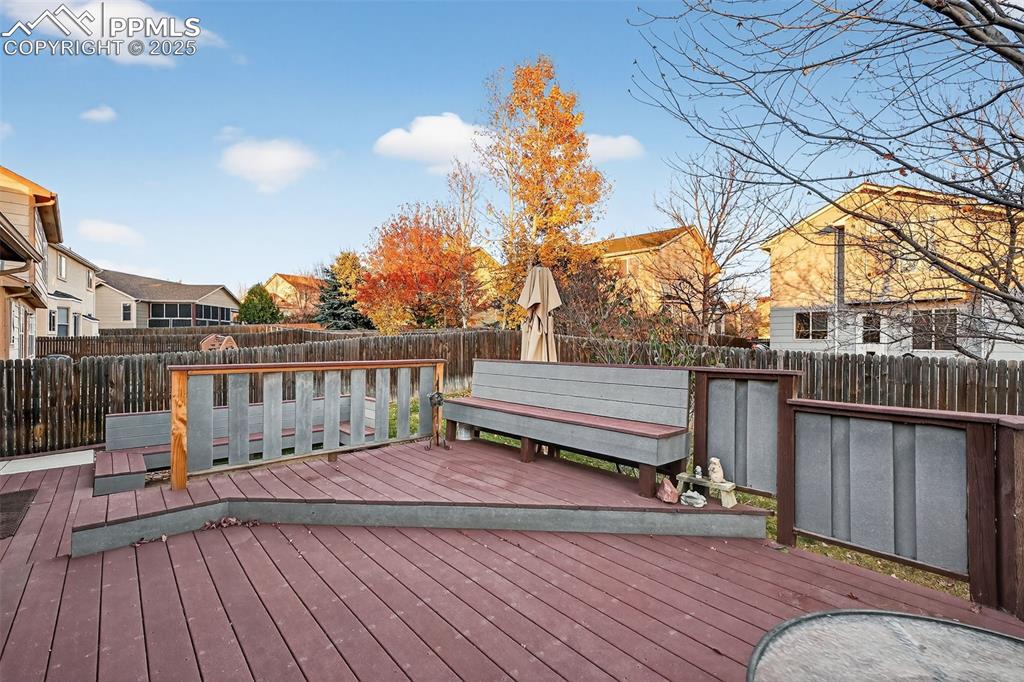 Trex Decking with lots of built in seating and multiple levels! Maintenance free oasis in your own backyard. 