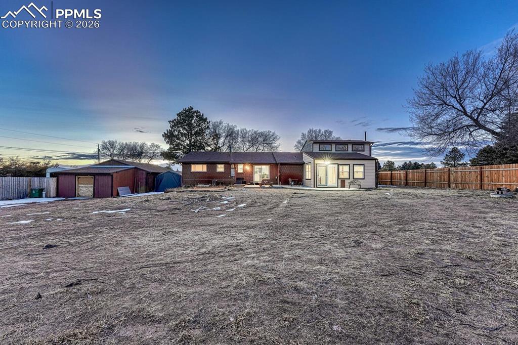 From the backyard, looking West toward the home.