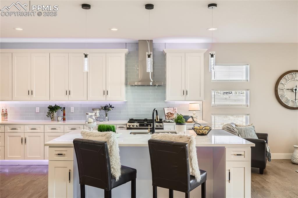 Representative of how the room will look with furniture.