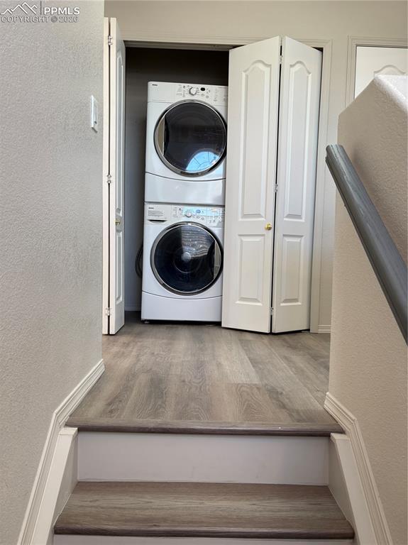 At the top of the stairs 