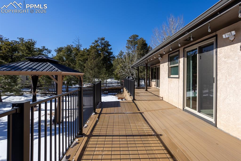 large decking spans the back of the home!