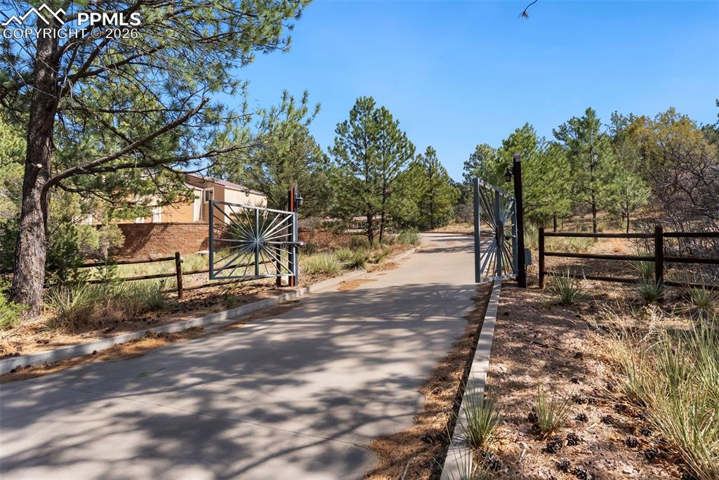 Iron gate at entrance to property