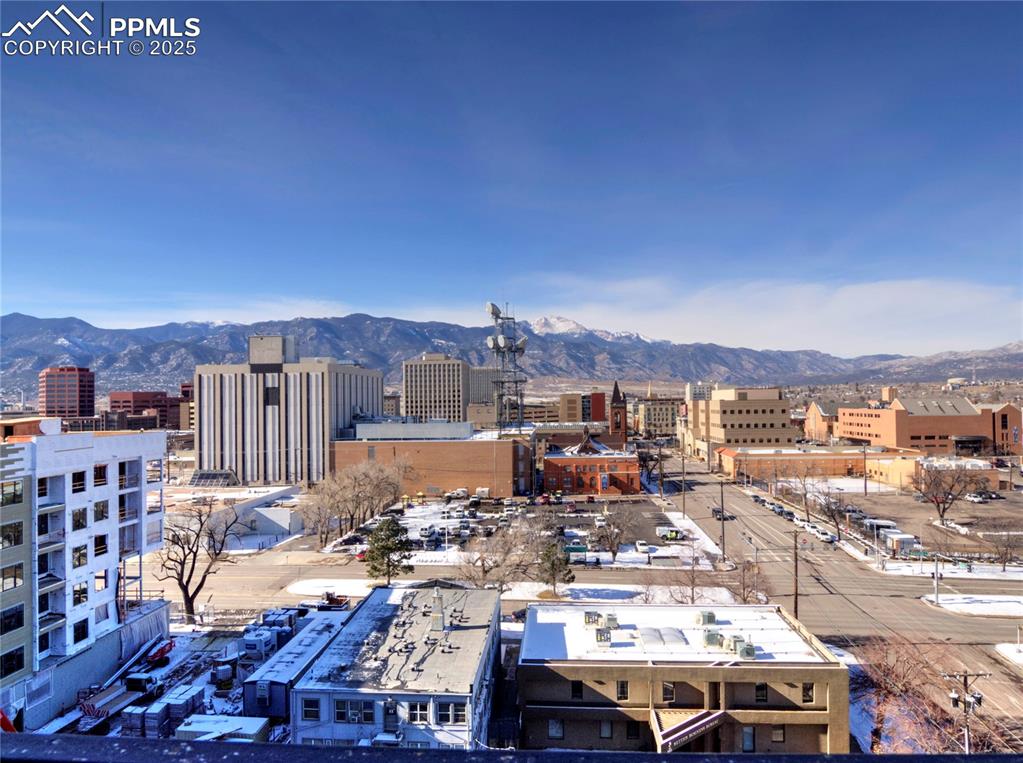 View of city with a mountainous background